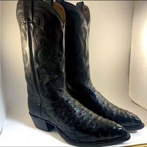 Tony Lama Black Cowboy Boot Ostrich Size 10